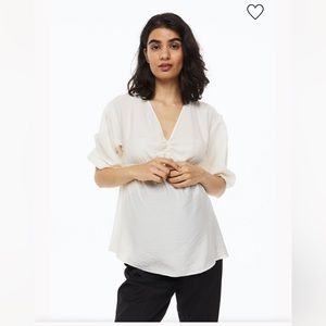 H&M MAMA Maternity V-Neck Blouse Shirt | Cream | NWOT | Small